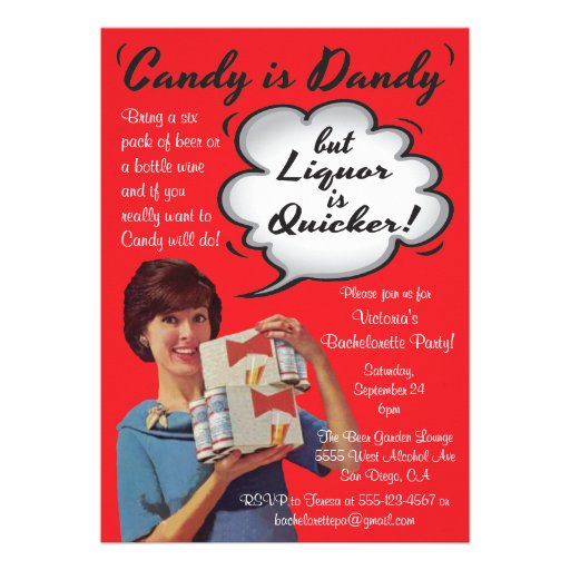 Retro Candy is Dandy Bachelorette Party Invitation