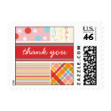 Retro Candy Pink Combo Pattern Thank You Stamps stamp