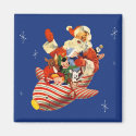 Retro Candy Rocket Santa Magnet