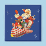 Retro Candy Rocket Santa Magnet magnets