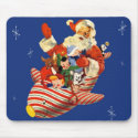 Retro Candy Rocket Santa Mousepad