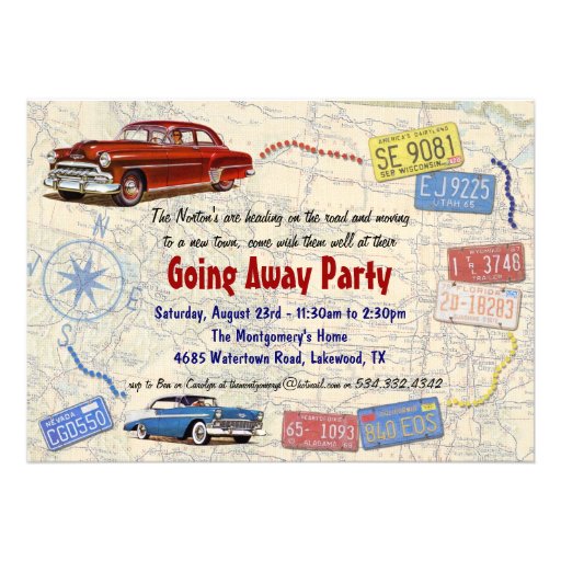 Retro Car Going Away Party Invitation - New Home