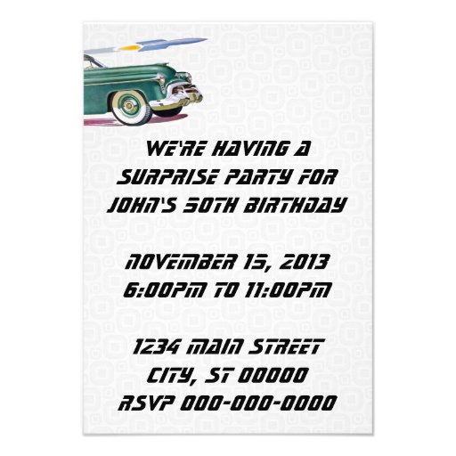 Retro Car & Rocket Birthday V2 Personalized Announcements