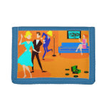 Retro Cartoon Cocktail Party Tri-Fold Wallet