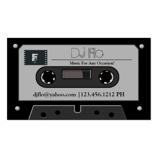 Retro Cassette Tape DJ Business Cards (front side)