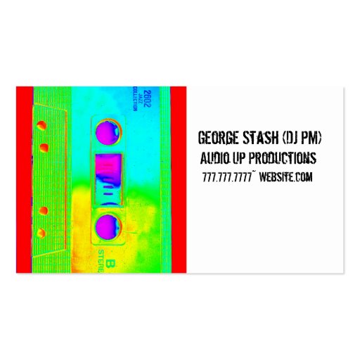 Retro Cassette Tape Throw Back DJ Record Business Cards (back side)