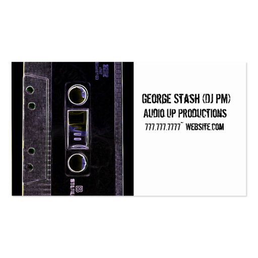 Retro Cassette Tape Throw Back DJ Record Business Card Templates (back side)