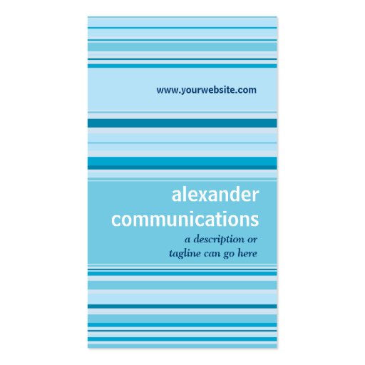Retro Cerulean Stripes Business Card (front side)