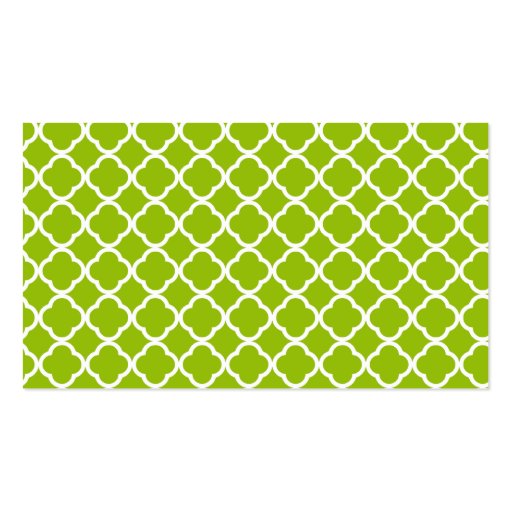 Retro Chalkboard look; Apple Green Quatrefoil Business Cards (back side)