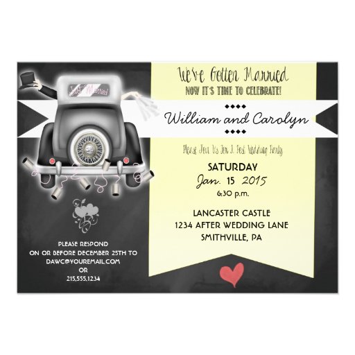 Retro Chalkboard Post Wedding Party Invitation