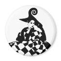 Retro Checker & Swirl High Fashion Woman magnets by JuJuGarden Retro Checker & Swirl High Fashion Woman magnets