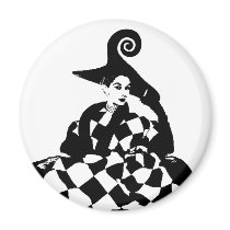 Retro Checker & Swirl High Fashion Woman magnets by JuJuGarden Retro Checker & Swirl High Fashion Woman magnets