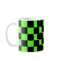 "Retro Checkerboard" Coffee Mug-Neon Green