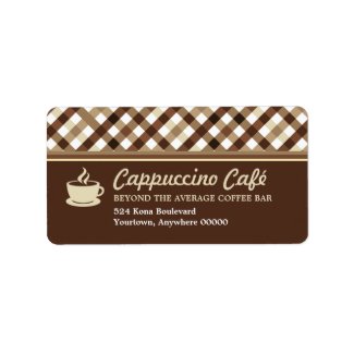 Retro Checkered Coffee Bar Address Custom Address Labels