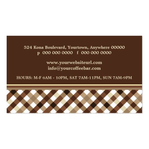 Retro Checkered Coffee Bar Business Card (back side)