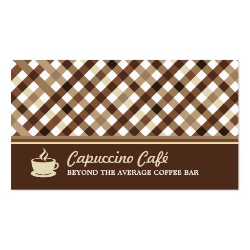 Retro Checkered Coffee Bar Business Card (front side)