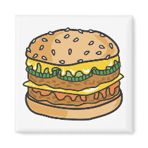 retro cheese hamburger fridge magnets
