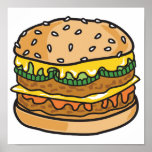 retro cheese hamburger posters