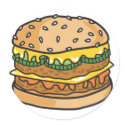 retro cheese hamburger stickers