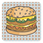 retro cheese hamburger round sticker