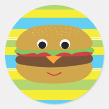 Retro Cheeseburger Round Stickers