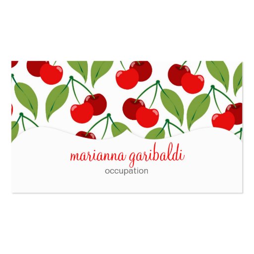 Retro Cherries Profissional Business Card Template (front side)