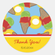 Retro Cherry and Lime Ice Cream Gift / Favor / TQ Round Sticker