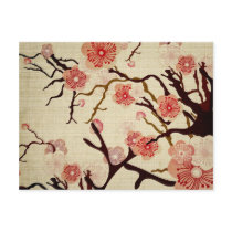 Retro Cherry Blossom Postcard