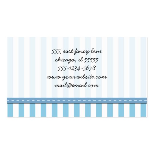 Retro Chic Artistic Lines Stripes Blue White Business Cards (back side)