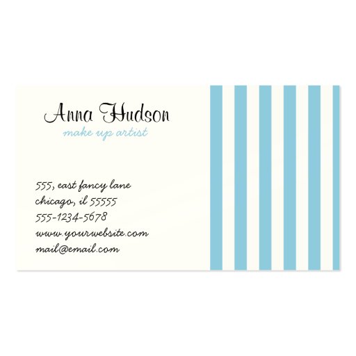 Retro Chic Artistic Lines Stripes Blue White Business Card (front side)