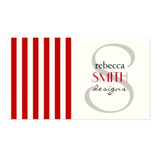 Retro Chic Artistic Lines Stripes Red White Business Card (front side)