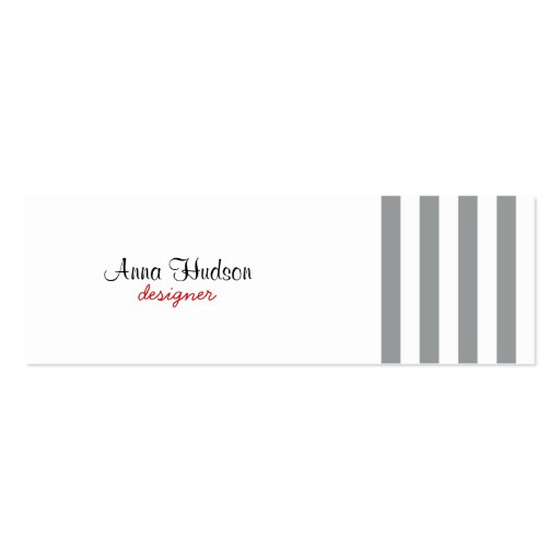 Retro Chic Artistic Lines Stripes White Gray Business Card Templates (front side)