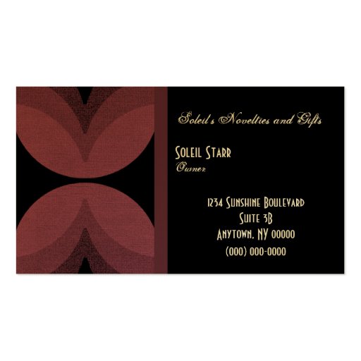 Retro Chic Business Card, Burgundy Wine (front side)