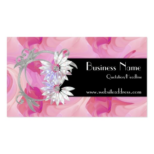 Retro Chic Pink Swirls Pearl Jewel Business Cards (front side)