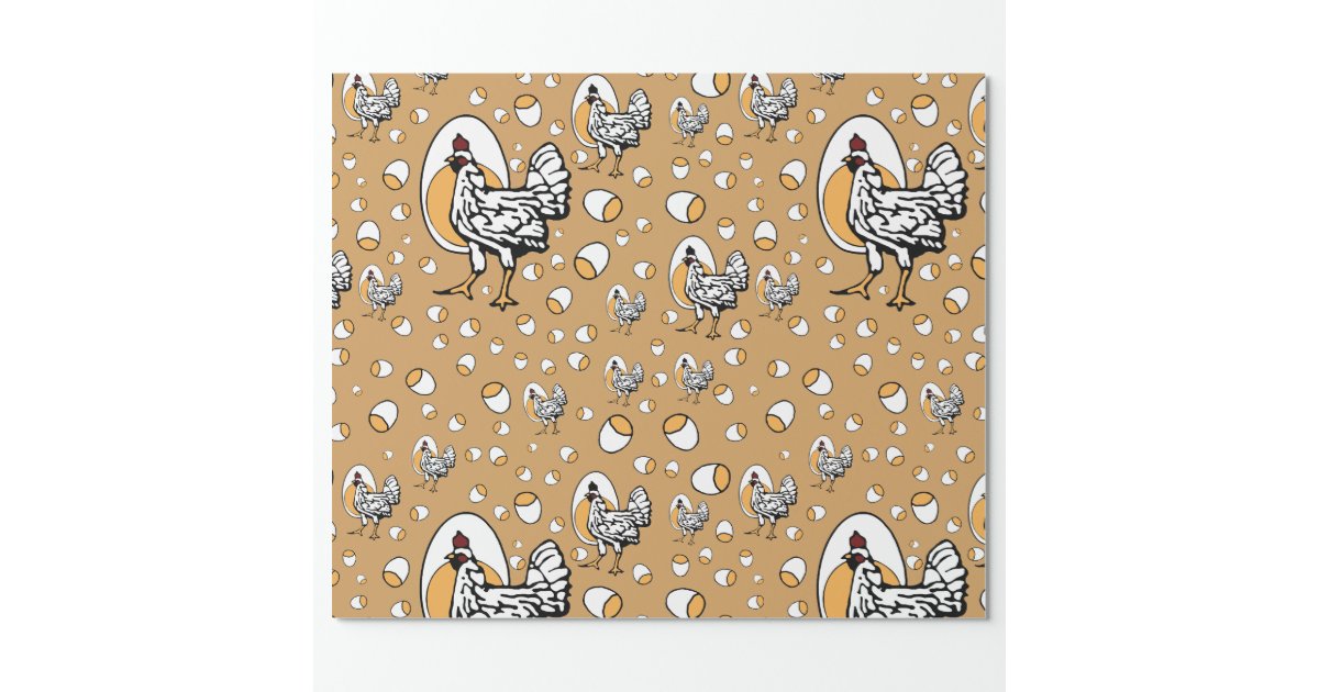 Retro Chickens Wrapping Paper Zazzle