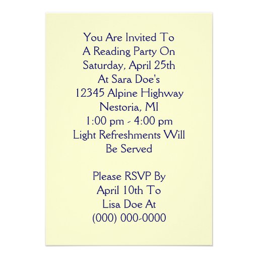 Retro Child Reading Party Book Club Invitation