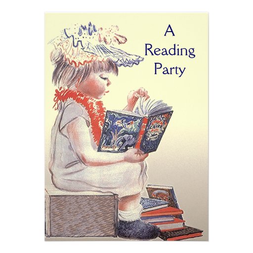 Retro Child Reading Party Book Club Invitation
