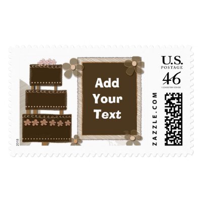 Retro chocolate cake postage stamp
