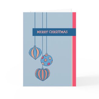 Retro Christmas Balls blue Card card