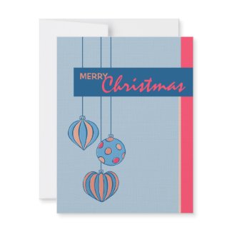 Retro Christmas Balls blue flat Card invitation