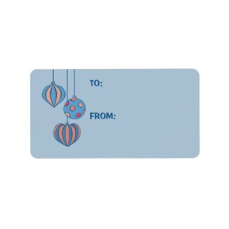 Retro Christmas Balls blue Gift Tag label