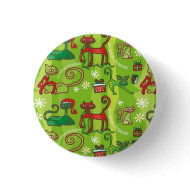 Retro Christmas Cats button