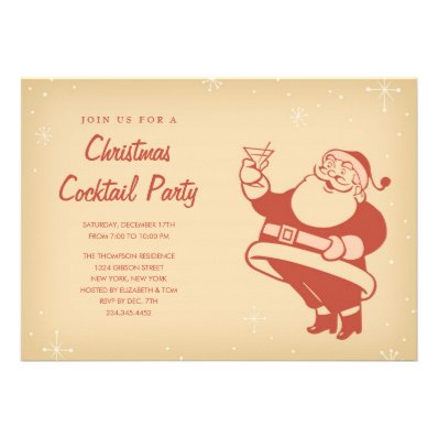 Retro Christmas Cocktail Party Invitations