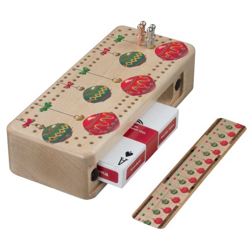 Retro Christmas Ornaments Maple Cribbage Board Zazzle