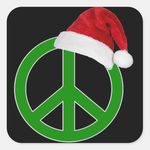 Retro Christmas Peace Sign Square Sticker Zazzle