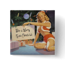 Retro Christmas Pin Up buttons