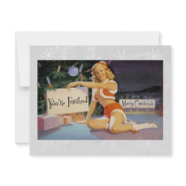 Retro Christmas Pin Up Personalized Announcement