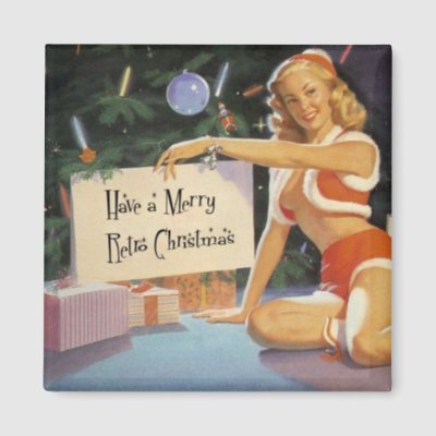 Retro Christmas Pin Up magnets