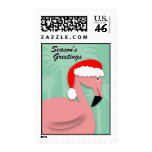 Retro Christmas Postage Stamp - Pink Flamingo