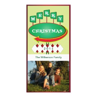 Retro Christmas Sign Photo Card